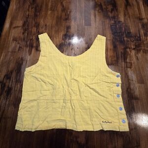 Vintage Gitano Womens Boxy Tank Top Shirt Hot Yellow 90s SZ L Cottegecore